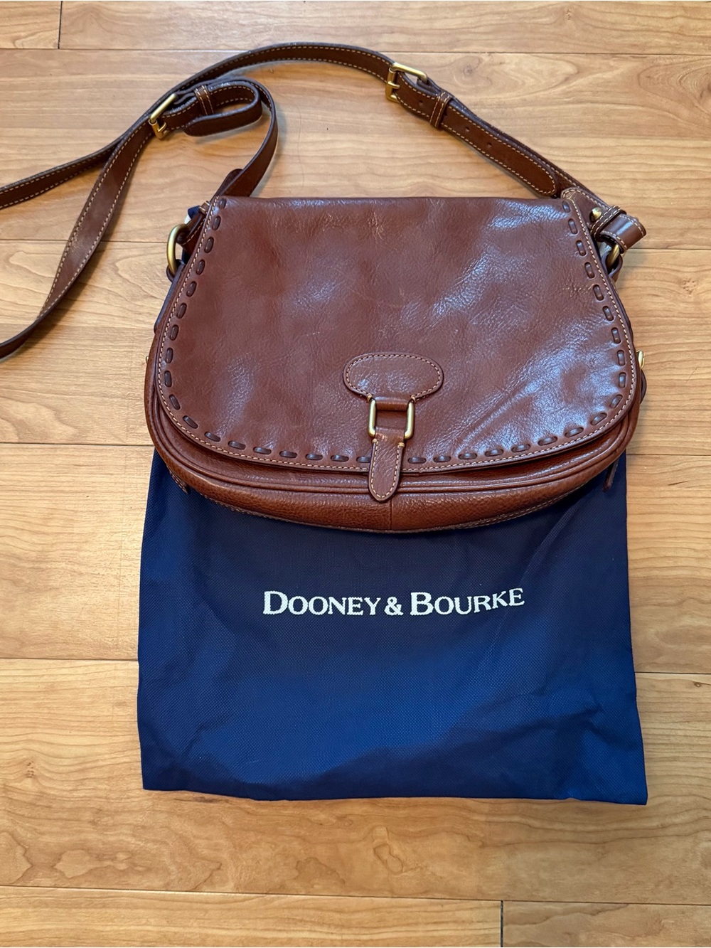 Dooney & Bourke Chestnut Brown Leather Saddle Crossbody